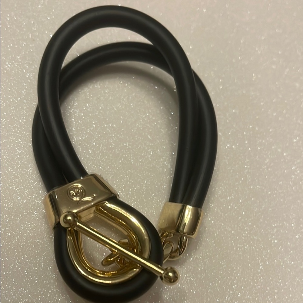 Alexander McQueen Elegant Black and Gold Double Cord Bracelet